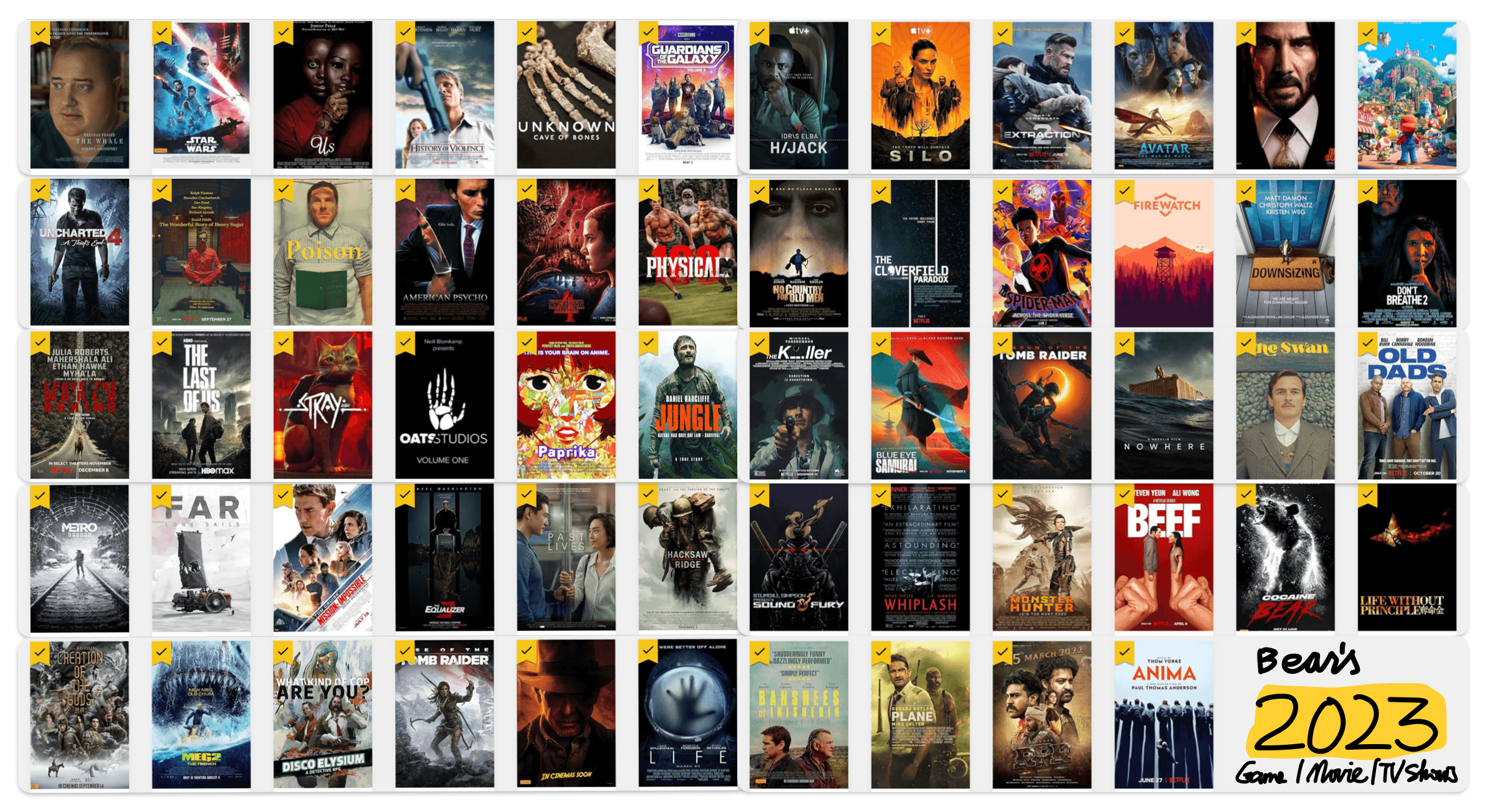 2023年,我看过的影剧和玩过的游戏推荐!